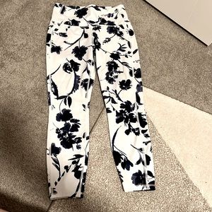 Athleta Navy Floral Tights